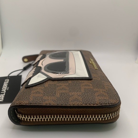 Karl Lagerfeld Paris Maybelle SLG Zip Brown Wallet - Picture 7 of 17